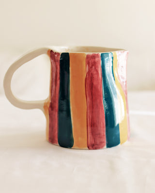 CERAMIC HANDMADE CARAFE WITH HAND PAINT STRIPES