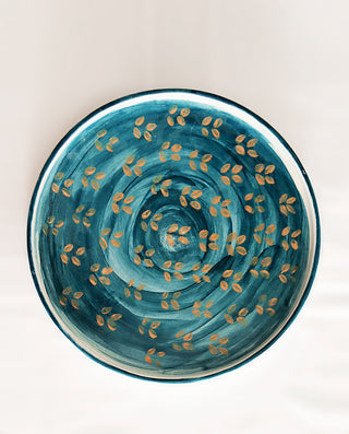 CERAMIC PETROL SERVING PLATTER WITH LEAFS