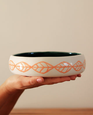 HANDCRAFTED CERAMIC PLATE WITH LEAF PATTERN