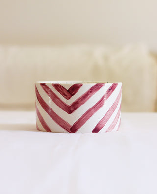 HAND PAINTED CERAMIC BOWL WITH STRIPES DESIGN