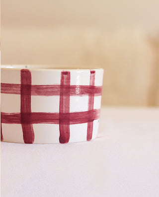 HAND PAINTED CERAMIC PLAID BOWL