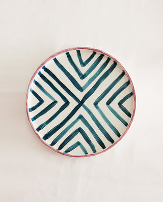 PETROL LINE HANDMADE CERAMIC DINNER PLATE GREECE