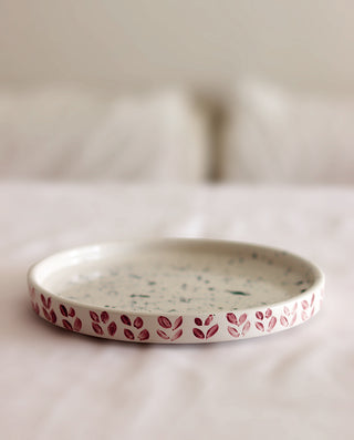 HAND PAINTED CERAMIC DESSERT PLATE WITH SPLASHES
