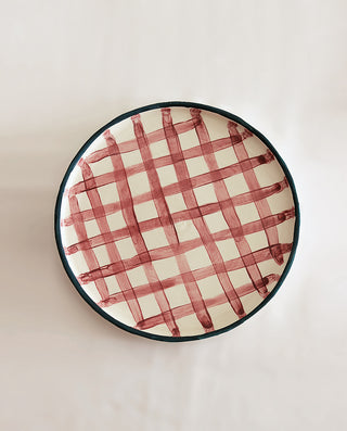 PURPLE PLAID HANDMADE CERAMIC DINNER PLADE FOR SALE