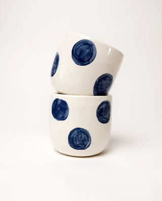 Polka dot ceramic espresso mugs
