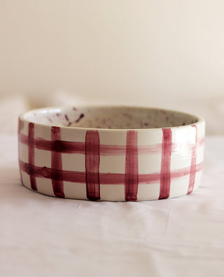 CERAMIC PLAID SALAD BOWL