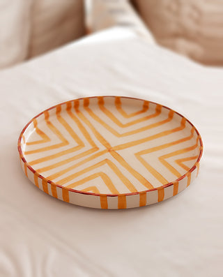 YELLOW LINE CERAMIC SERVING PLATTER