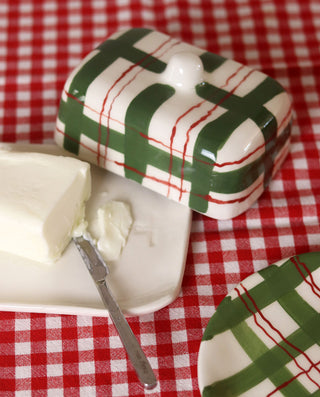 Festive Plaid Butter Dish