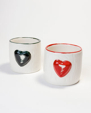 SET OF CERAMIC HEART MUGS FOR VALENTINES GIFT