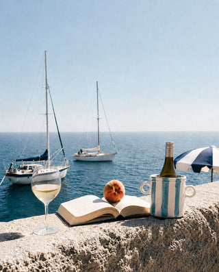 Coastal relaxation with wine and books