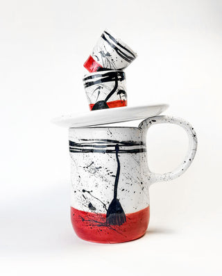 GREEK Ceramic SET with abstract design on a white background