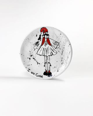 Greek ceramic plate with hand painted tsolias 