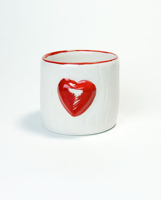 HANDMADE CERAMIC NO HANDLE HEART MUG 
