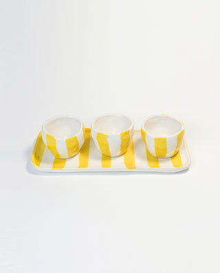 HANDMADE ESPRESSO SET WITH YELLOW STRIPES