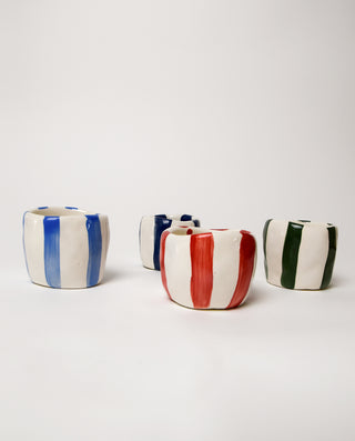 HAND PAINTED CERAMIC CUPS WITH STRIPES
