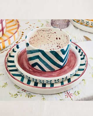 HAND PAINTED CERAMIC DINNER SET