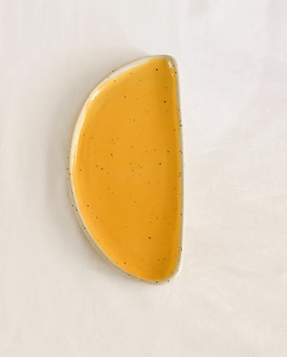 Handcrafted yellow Ceramic Semicircular Side Plate