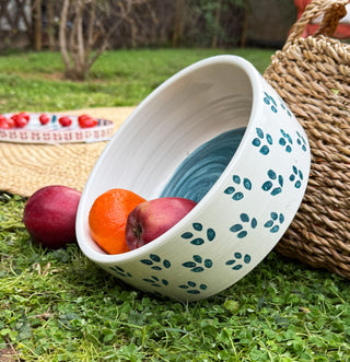 BEST HANDCRAFTED CERAMIC BOWL WITH PETROL LEAFS