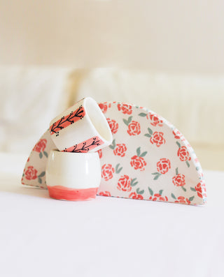 UNIQUE GIFT FLORAL CERAMIC ESPRESSO CUP SET PINK 