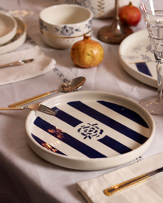 Royal Blue Stripe Dinner Plate