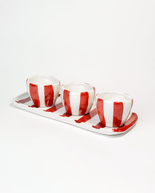 RED STRIPE ESPRESSO CERAMIC CUPS