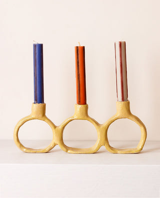 TRIPLE HANDMADE CERAMIC CANDLESTICK 