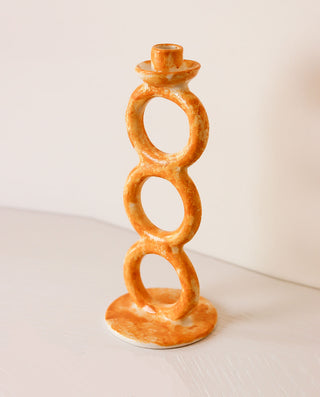 YELLOW CERAMIC HOLDER WITH RINGS