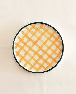 Yellow Plaid Dinner Plate