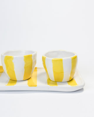 YELLOW STRIPE CERAMIC ESPRESSO CUPS
