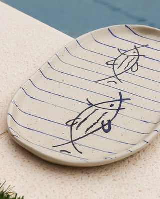 stoneware sushi and tapas serving plate – pottery platter