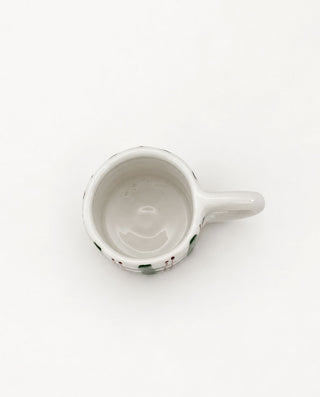 top view of the hand-painted green and burgundy check pattern.