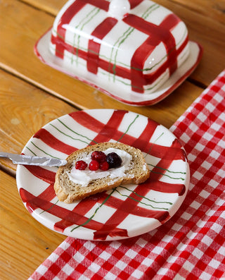 Festive Ceramic Plaid Side Plate