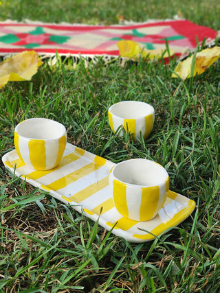 unique yellow stripe gift mug for coffee lovers