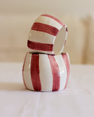 HAND PAINTED CERAMIC STRIPE  Espresso Cups Set of 2 